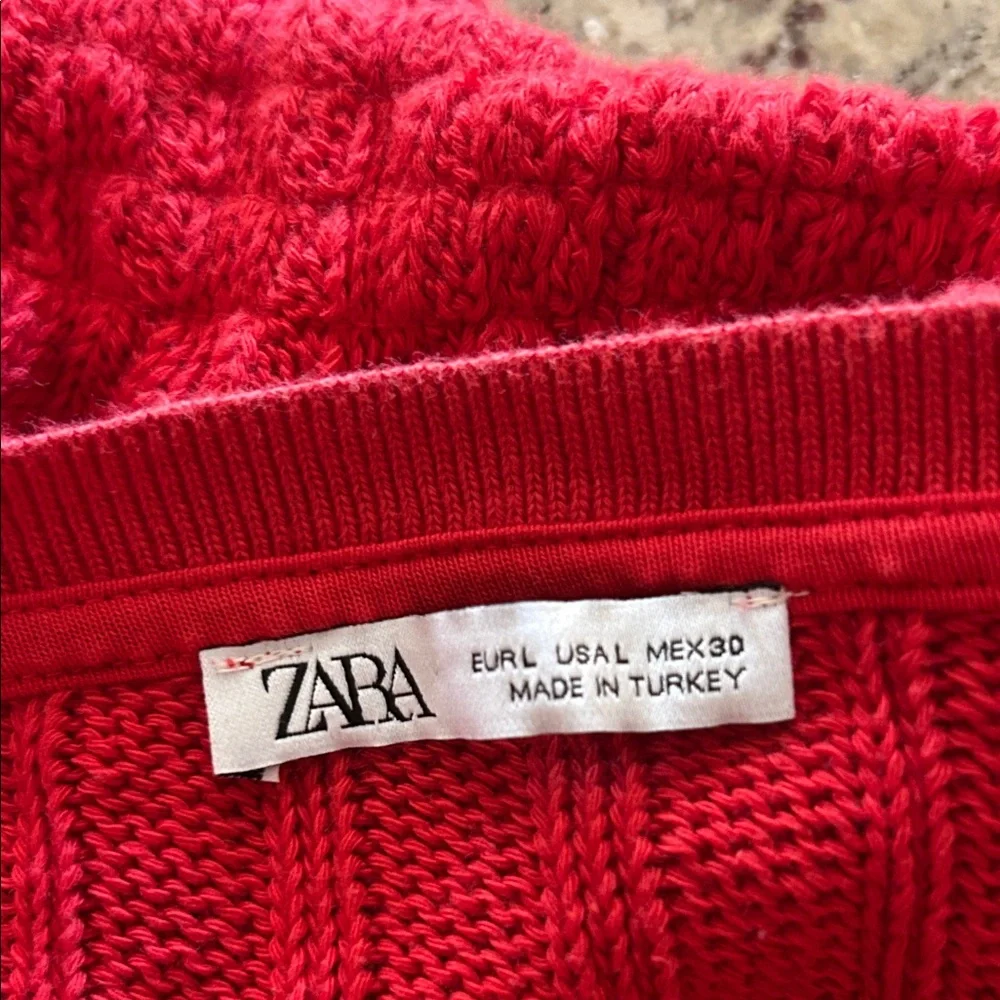 Zara Red Knit Crop Top Size Large